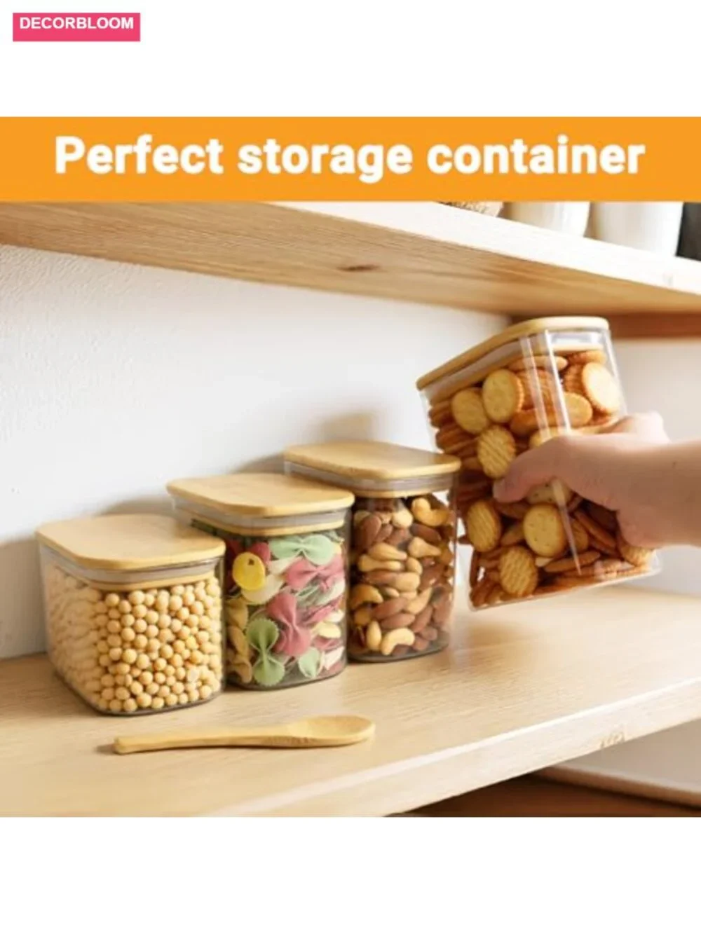 4 Pack 17oz Glass Jars with Bamboo Lids, Airtight Food Storage